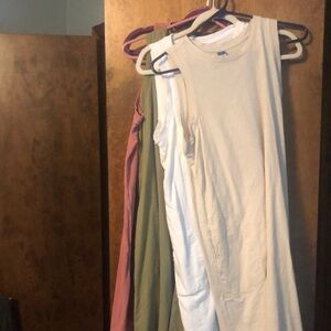 Bundle of Old Navy Sleeveless as aDresses;  white, tan, olive, and dusty rose.